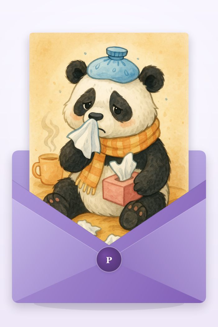 Sneezing Panda — get well soon greeting card