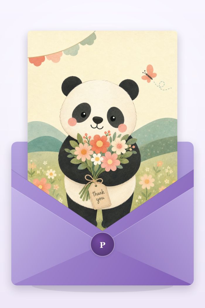 Panda Bouquet — thank you greeting card