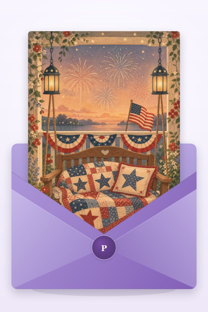 Porch Quilt — calm style 4th of july greeting card