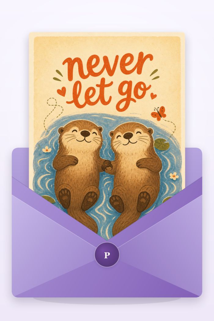 Otter Love — colorful style anniversary greeting card