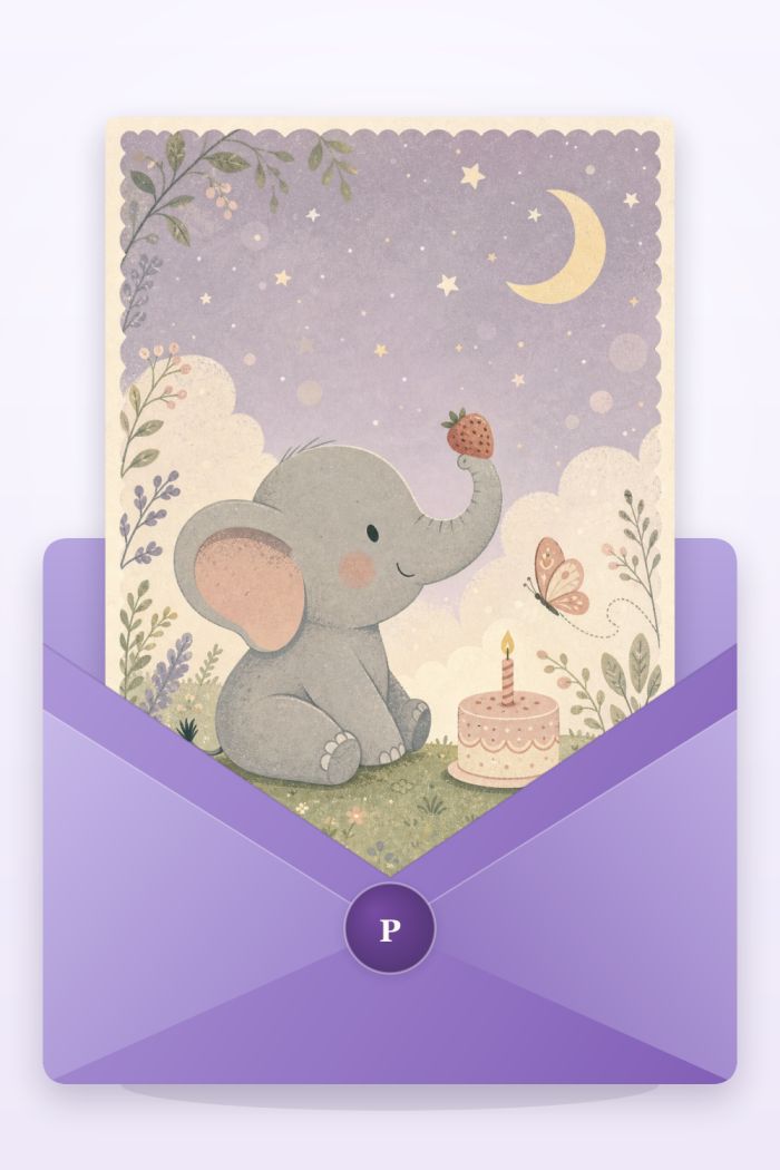 Elephant Celebration — calm style birthday greeting card