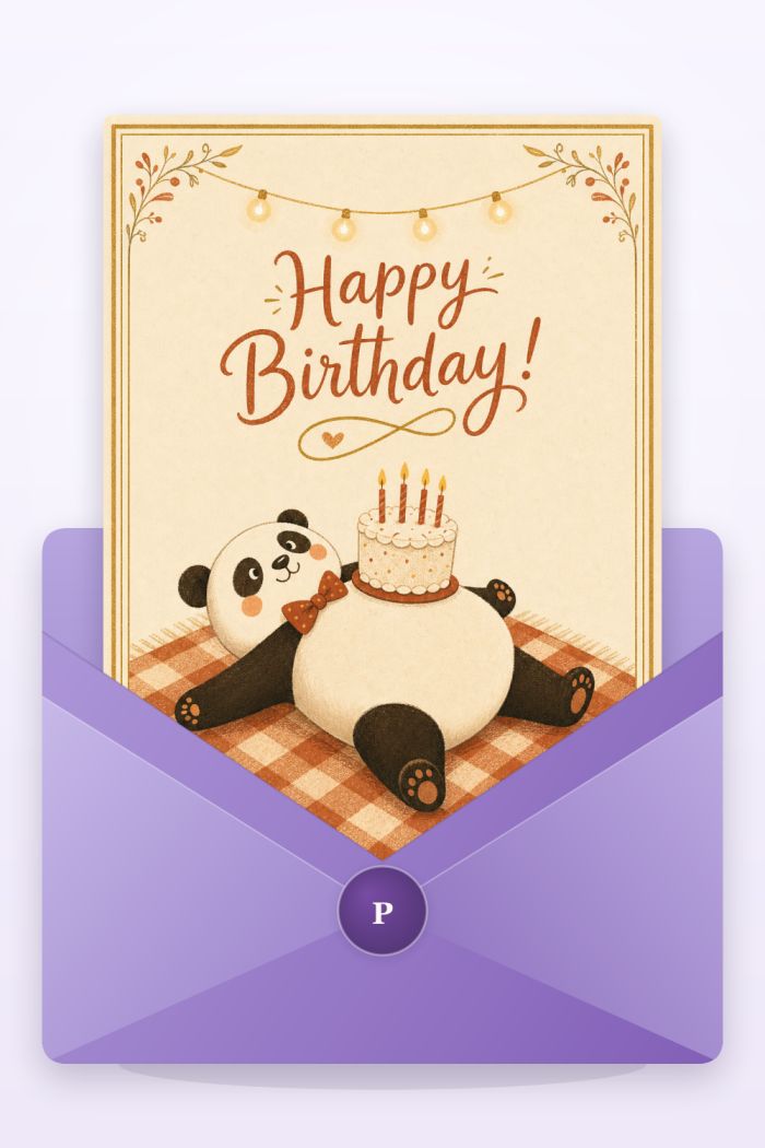 Panda Picnic — elegant style birthday greeting card