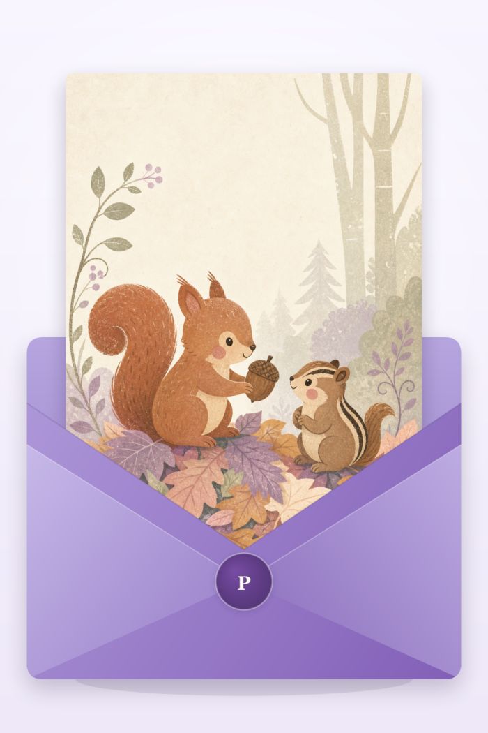 Nut Friends — calm style thanksgiving greeting card