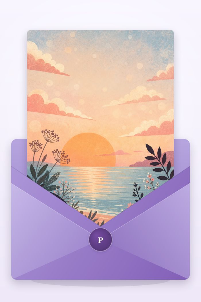 Love Sunset — artistic style love greeting card