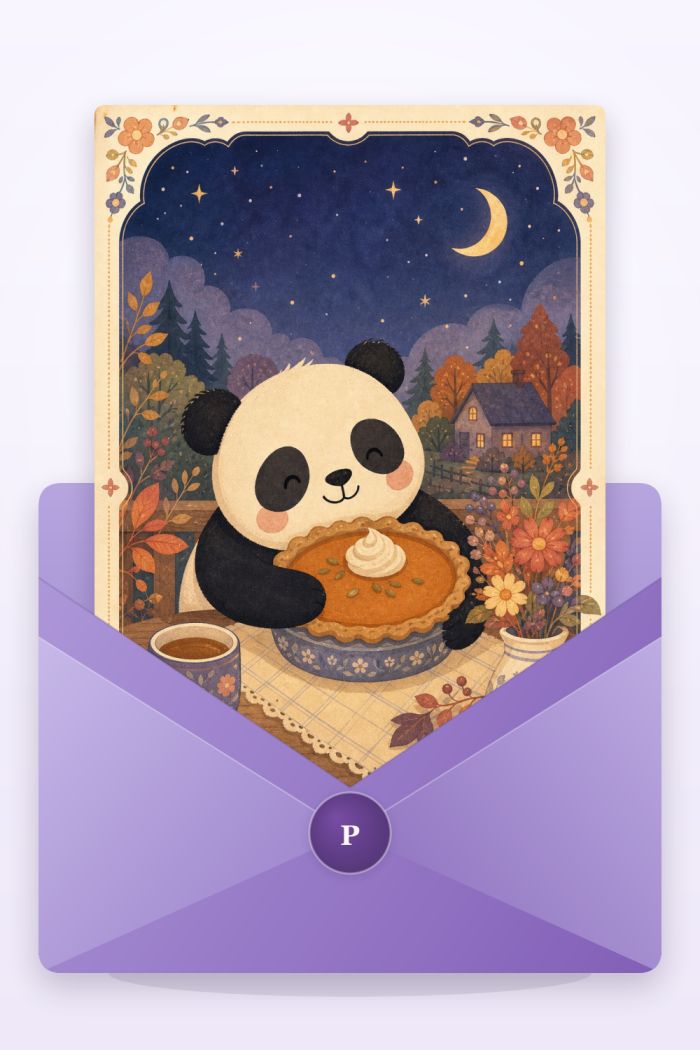 Panda Pie — artistic style thanksgiving greeting card