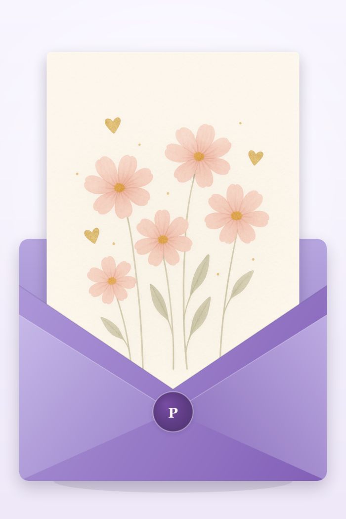 Pink Blossoms — minimal style anniversary greeting card