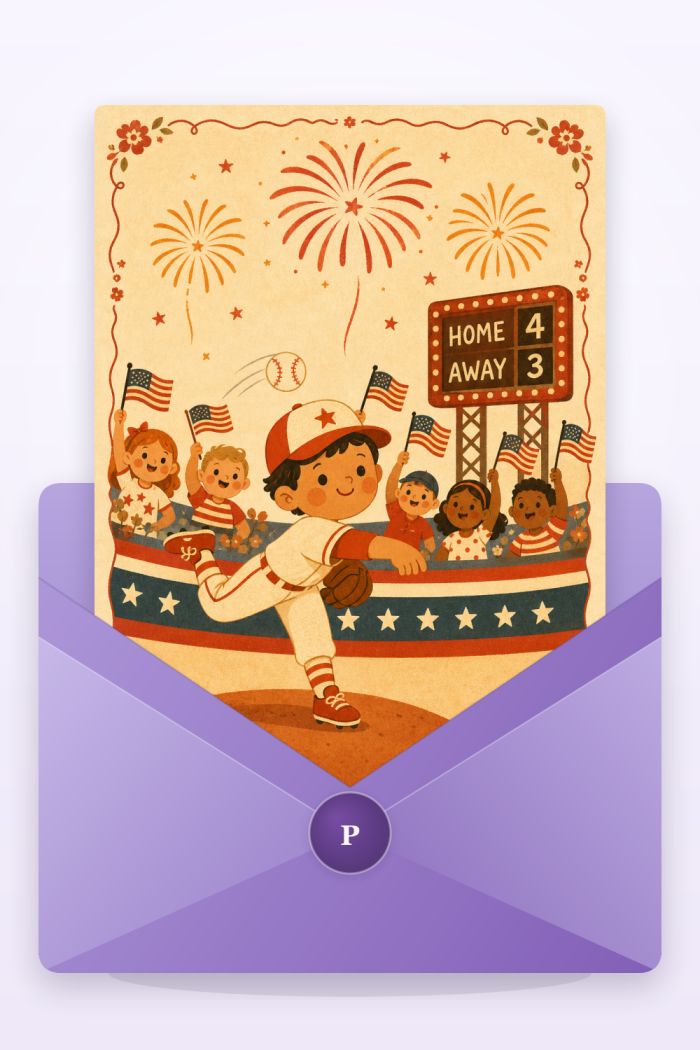 Baseball Cheers — minimal style 4th of july greeting card