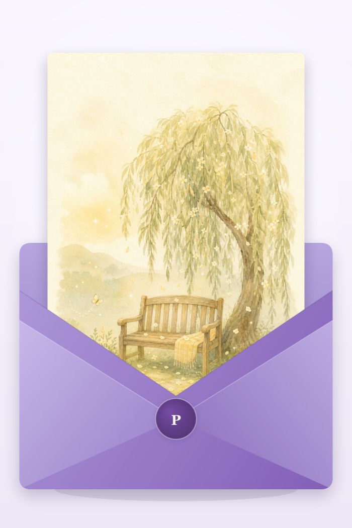 Willow Bench — artistic style condolences greeting card