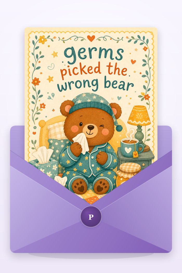 Cozy Bear — colorful style get well soon greeting card